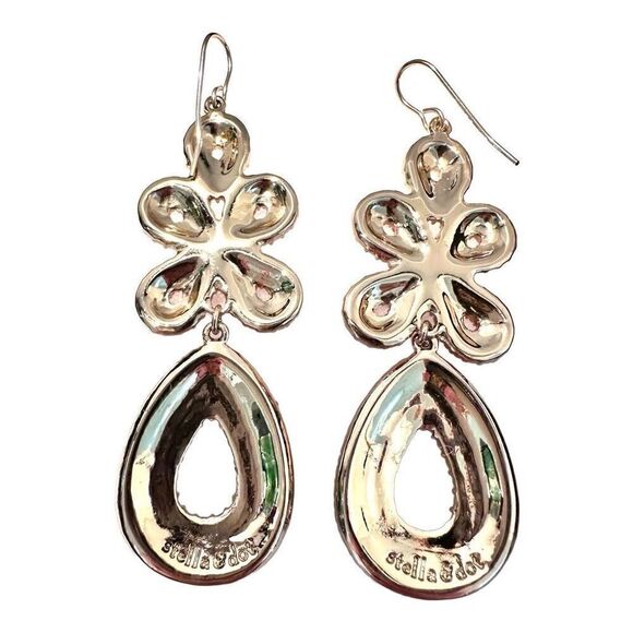 Stella & Dot Acrylic Bead Capri Chandelier Teardrop Hoop Earrings Red Coral - Picture 2 of 2